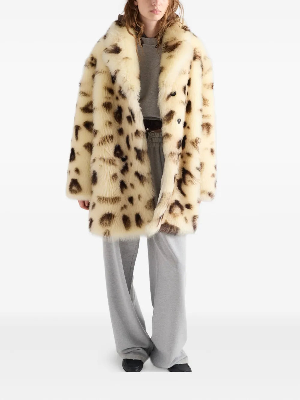 Leopard-print shearling coat