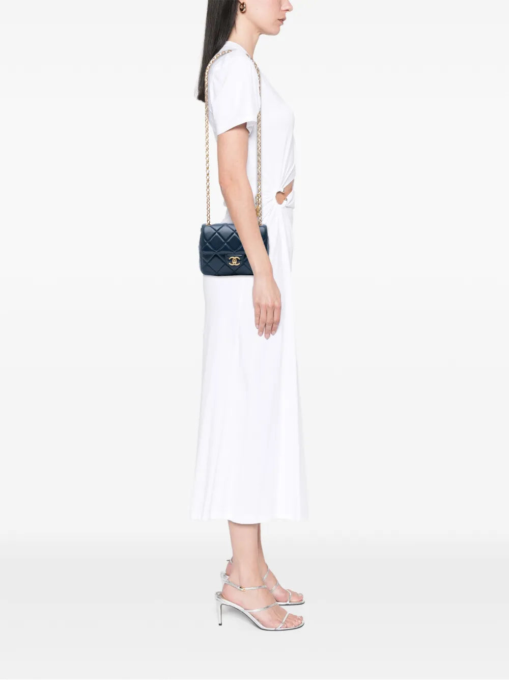 2021-2025 Mini Square Quilted Lambskin Bijoux Logo Chain Flap crossbody bag