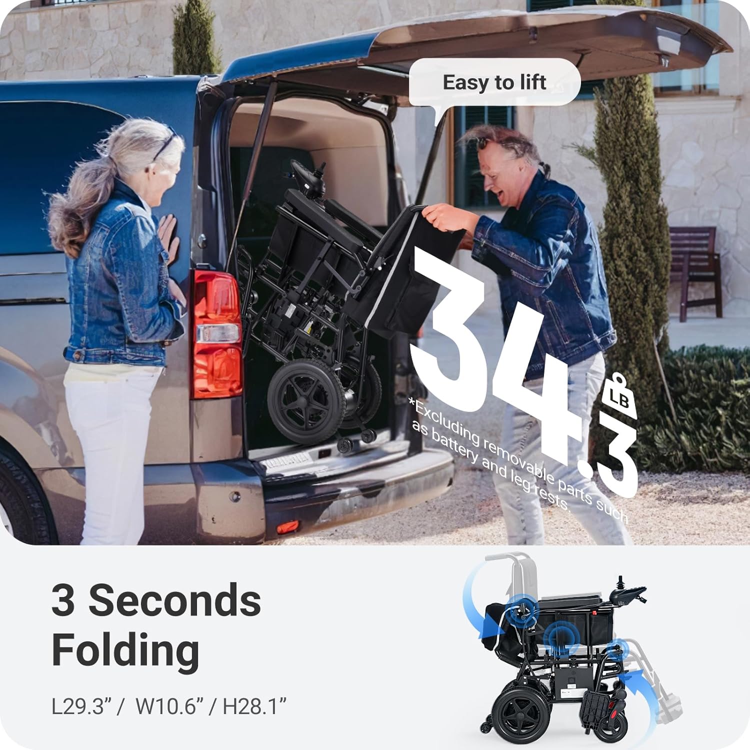 Foldable Electric Wheelchair with Ergonomic Comfort Seat